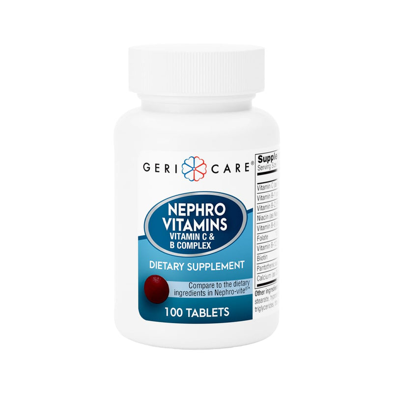 GeriCare Nephro Vitamin C & B Complex Tablets, 100 Count – Daily Kidney Health & Energy Support, Immune System Boost, Antioxidant Protection & Metabolism Support (Pack of 1)