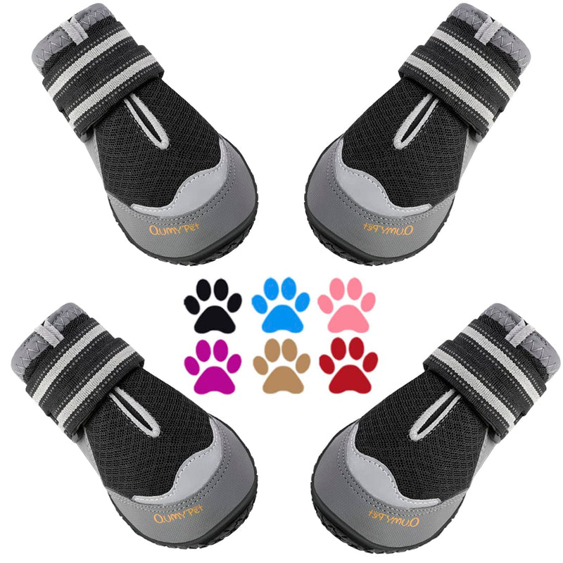 QUMY 4PCS Dog Boots for Large Dogs, Medium Dog Shoes & Paw Protectors for Hot Pavement, Summer Heat Protection, Mesh Breathable Skid-Resistant Dog Booties for Hardfloors, Walking Running Hiking 0Black-4PCS Size 1: 1.8''x2.3''(Width*Length) - BeesActive Australia