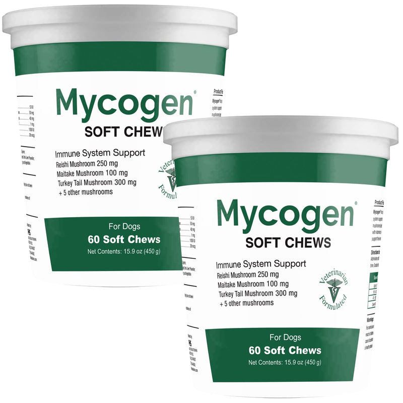 Mycogen Soft Chew for Dogs - 8 Species Mushroom Blend for Critical Immune System Support- Turkey Tail, Reishi, Shiitake, Cordyceps, Black Tree Fungus-120 Tasty Soft Chews 2-Pack 120 chews