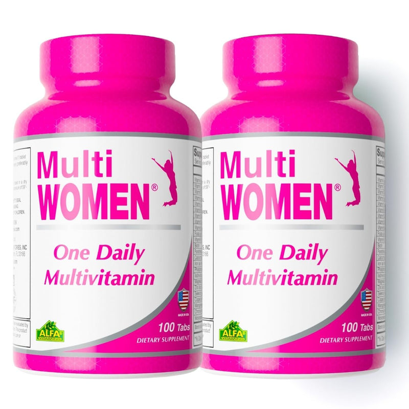 ALFA VITAMINS Multi Women Vitamins Dietary Supplement with Essential Vitamins & Minerals for Women - Amino Acids + Antioxidants - 100 Tablets (2 Pack) Women (2 Pack)