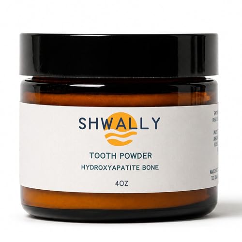 Shwally Magical Tooth Powder W/Hydroxyapatite Cattle Bone & Fluoride Free Amish Eggshell + Organic Peppermint - 100% Fluoride Free ReMineralizing, Whitening & Polishing Powder 400+ Brushings (4 Oz) 4 Ounce (Pack of 1)