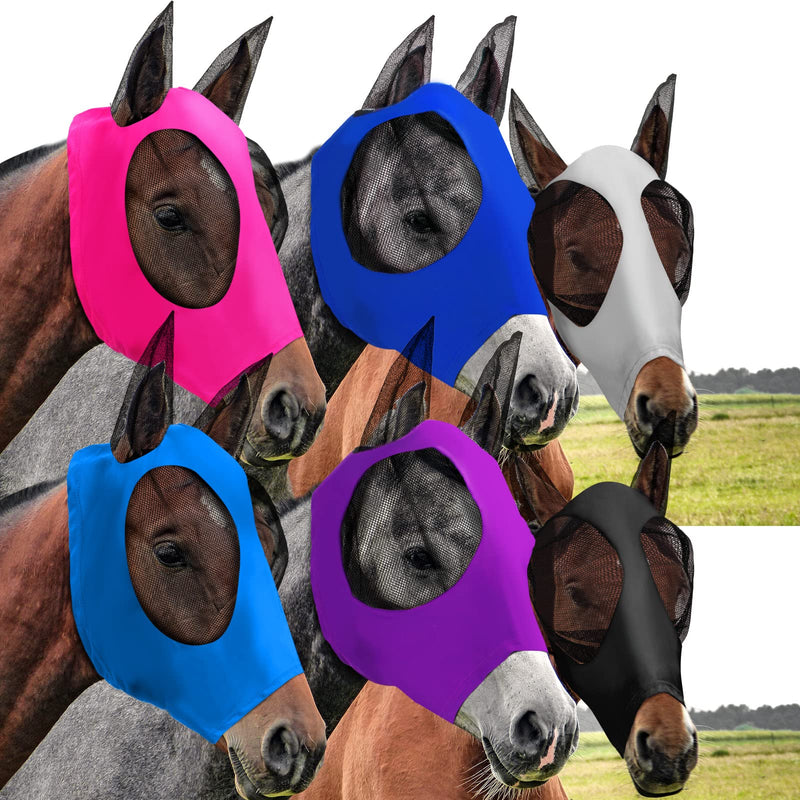 Sadnyy 6 Pcs Horse Fly Masks for Horses Comfort Fly Masks for Horses with Ears Protection Horse Mask Elasticity Soft Horse Mask Sun Protection for Horse(Medium) Medium - BeesActive Australia