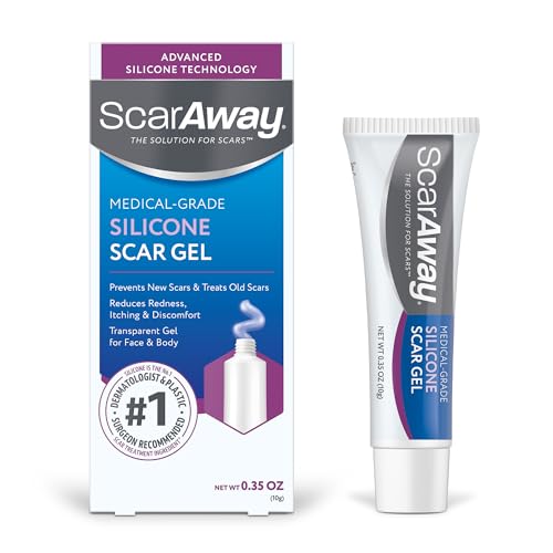 ScarAway Silicone Scar Gel, Helps Improve Size, Color & Texture of Hypertrophic & Keloid Scars from Injury, Burns & Surgery, Water Resistant, 10g (0.35 Oz) 10 Gram (Pack of 1)