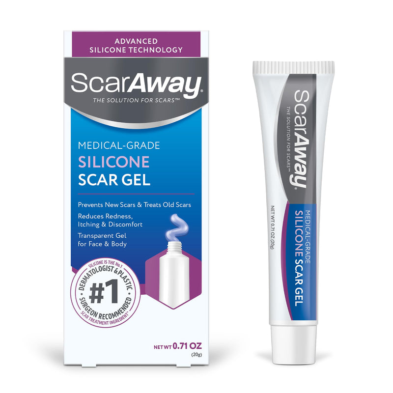 ScarAway Silicone Scar Gel, Helps Improve Size, Color & Texture of Hypertrophic & Keloid Scars from Injury, Burns & Surgery, Water Resistant, 20g (0.7 Oz) 20 Gram (Pack of 1)