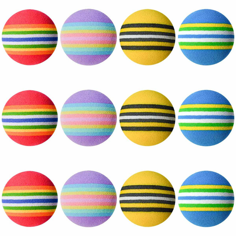 12 Pack Foam Cat Toy Balls Cat Foam Soccer Ball Pet Foam Ball Soft Cats Toys Sponge Balls Colorful Quiet Eva Interactive Toy Ball for Kitten Dog Puppy Indoor Activity Play Chase Training Chewing - BeesActive Australia