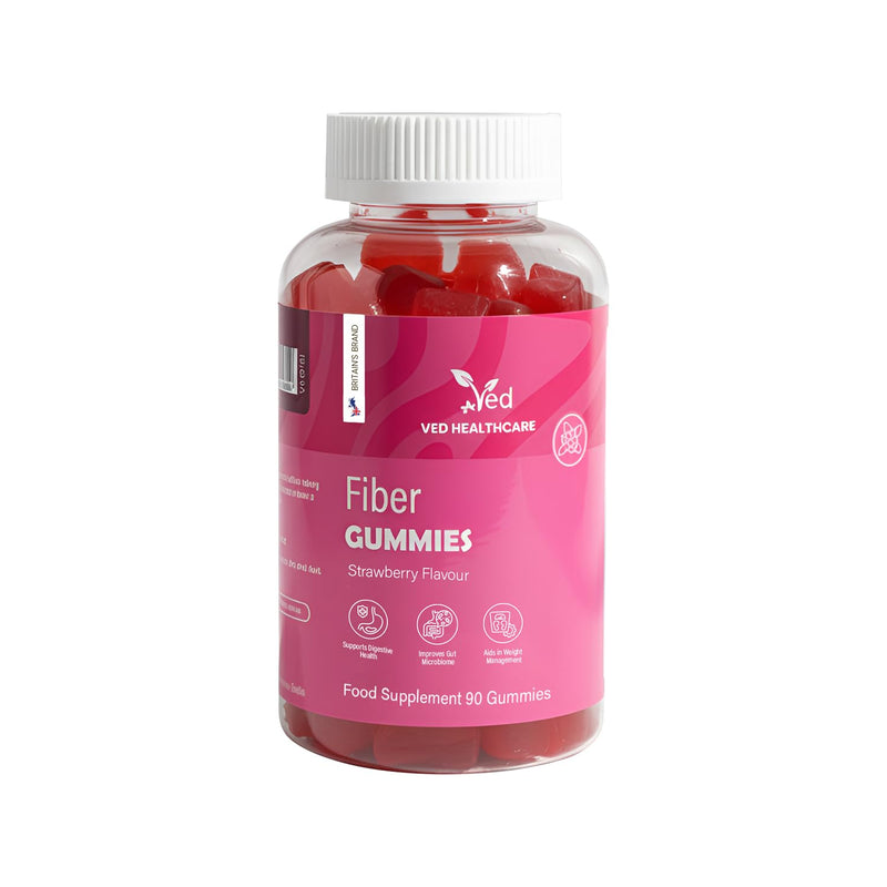 Ved Fiber Gummy Strawberry Flavour Fiber Gummies for Adults - Fiber Supplement for Women & Men- Digestive Health Vitamin Gummies