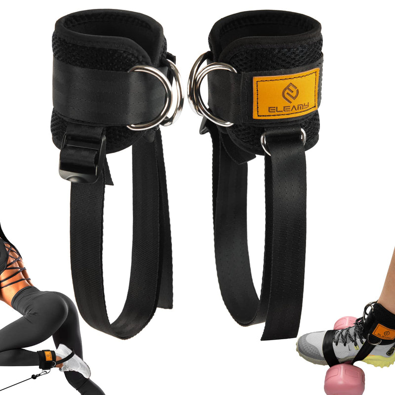 Ankle Straps for Dumbbells Weights and Cable Machines, Dumbbell Foot Attachment, Tibialis Trainer, Ankle Straps for Weight Lifting, Leg Extensions for Women and Men Black 2PC