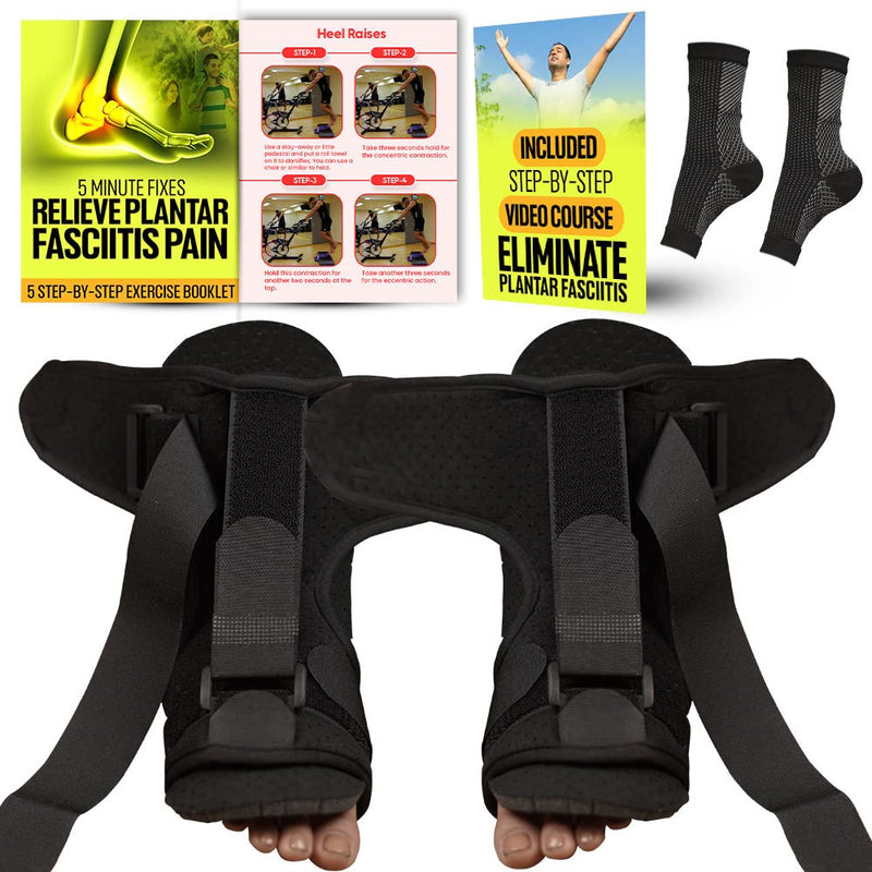 NUTRETURE Plantar Fasciitis Night Splint - Innovative Design for Better Support, Perfect for Achilles Tendonitis, Plantar Fasciitis, Sprain, Swelling, Heel Pain & Sports Injuries (Black) - BeesActive Australia