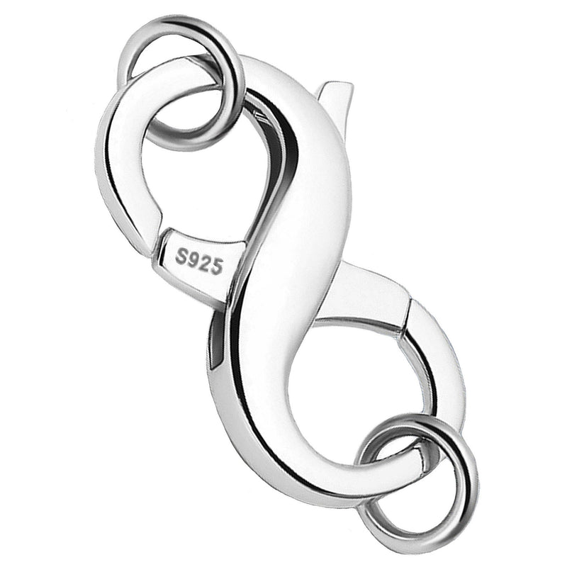 Double Opening Lobster clasp-925 Sterling Silver Necklace Clip Shortener Charm Clasp with Closed Jump Rings for Necklaces Bracelet Or Jewelry Making, Made in Italy. 1 Pieces Silver 11mm*5mm(0.43*0.19in） - BeesActive Australia
