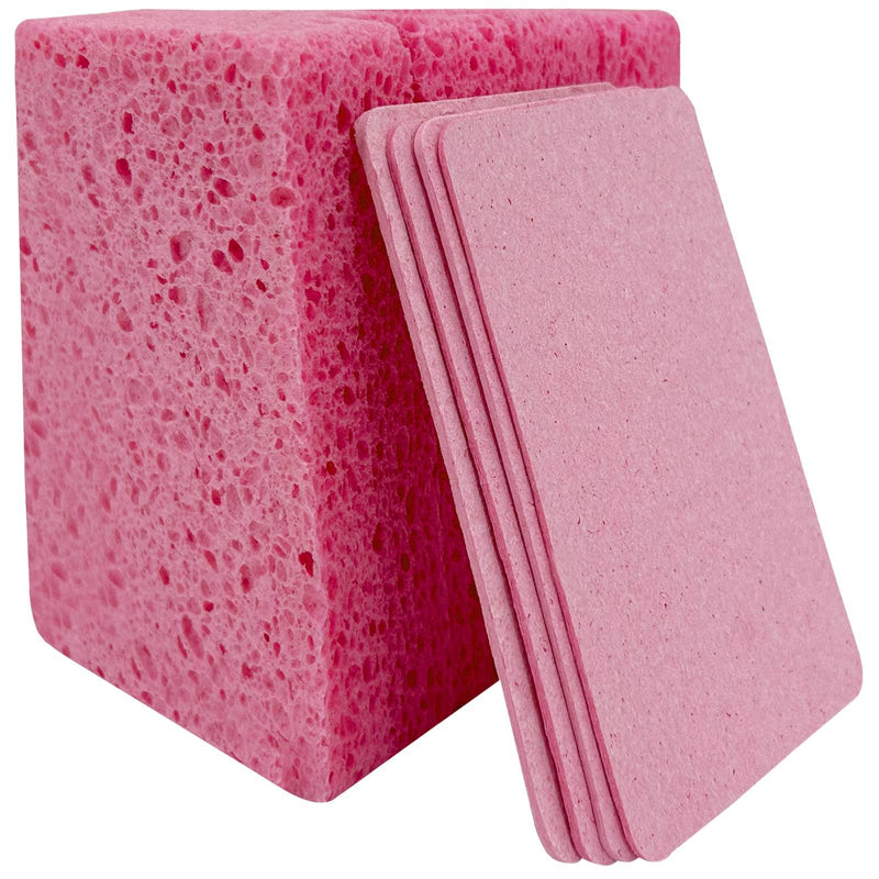 Large Compressed Cellulose Sponges 8 Pack, Natural Pop Up Sponges, Zero-Waste & Plastic Free Biodegradable Sponges, Scratch-Free Cleaning Sponge, Can Be Cut Pink - BeesActive Australia