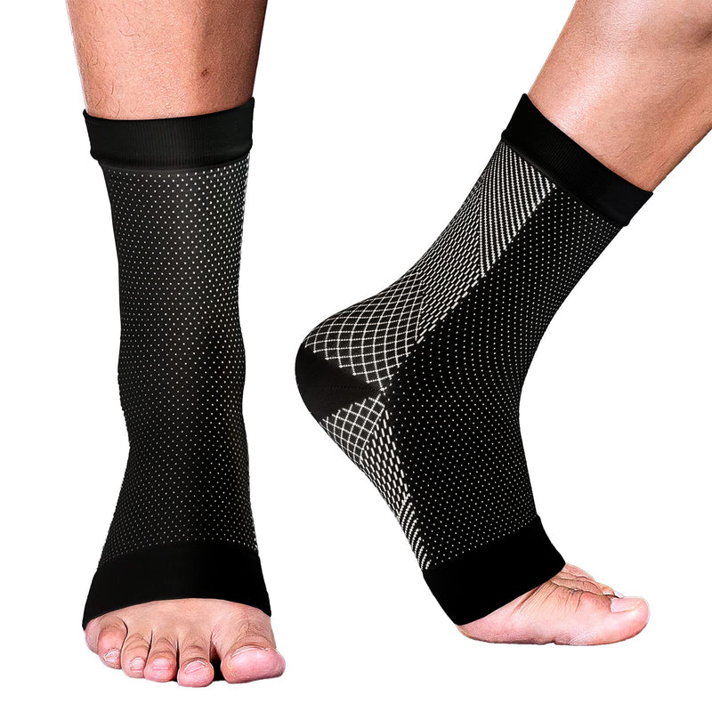 Plantar Fasciitis Relief Socks, Neuropathy Socks for Women And Men, Ankle Compression Sleeve Achilles Tendonitis Relief socks for Neuropathy Pain Foot Swelling (Black,L/XL) L/XL Black - BeesActive Australia