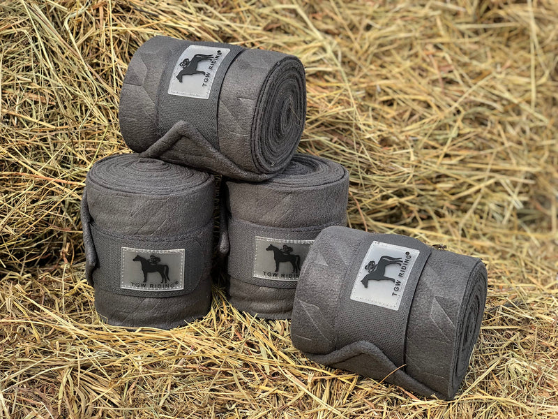 TGW RIDING Polo Leg Wraps, Equine Fleece Polo Wraps (Set of 4) - Horse Leg Bandages (Iron Grey) Iron Grey - BeesActive Australia