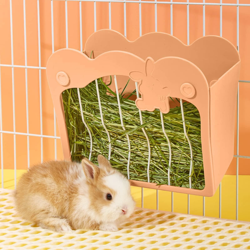 Rabbit Hay Feeder, Hanging Feeding Hay Rack for Small Animals Rabbit, Dwarf Rabbit, Guinea Pig (Pink) Pink - BeesActive Australia