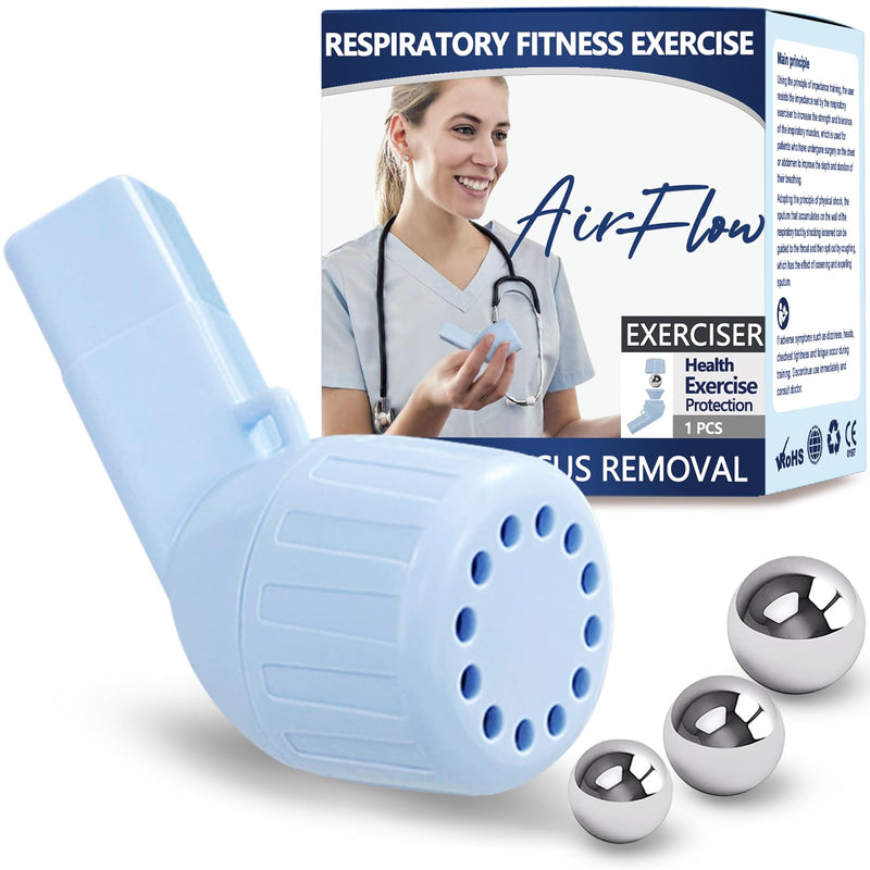 Mucus Clearance and Lung Expansion Device, Flutter Valve Mucus Removal Device, Lung Exerciser Device for Lung Strengthener, Breathing Exercise Device for Lungs (Light Blue) Light Blue - BeesActive Australia