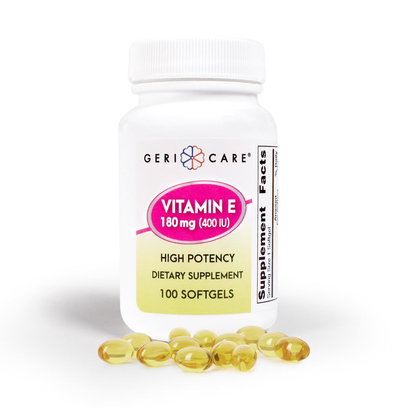 GeriCare High-Potency Vitamin E Capsules – 400 IU for Skin & Immune Support, 180mg | 100 Count | Organic Vitamin E for Women and Men 100 Count (Pack of 1) Softgel - 180mg