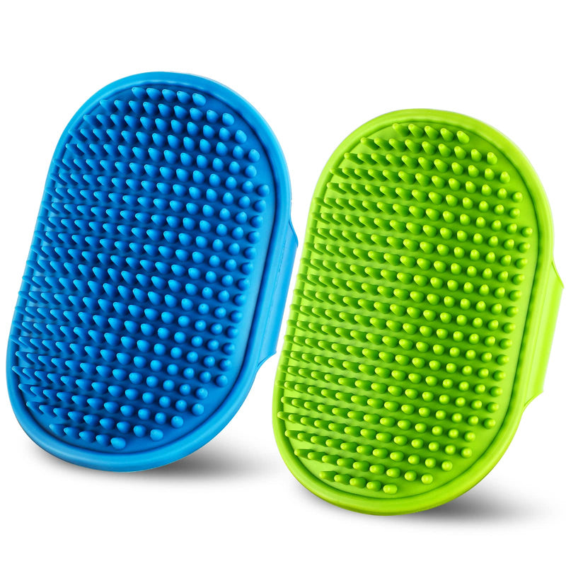 Dog bath brush DSOE dog shmpoo brush massage brush of dog cleaning and beauty set 2 pcs (Tapered brush head, Blue + Green) Tapered brush head - BeesActive Australia