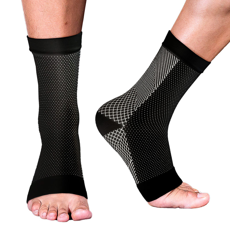 Neuropathy Socks for Men & Women, Comprex Ankle Sleeves, Plantar Fasciitis Socks Relief Brace for Nerve Damage Pain in Feet, Ankle Gout, Achilles Tendonitis Relief Black L/XL - BeesActive Australia