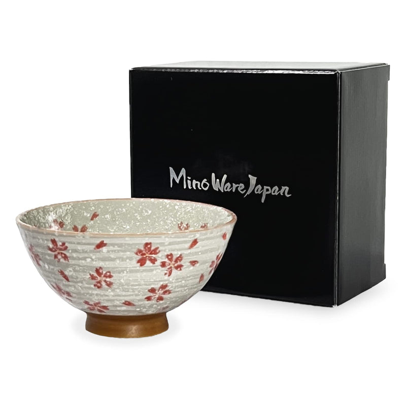 MINO WARE JAPAN Traditional Style Japanese Ceramics Rice Bowl Chawan Pottery, Dishwasher Microwave Safe Made in Japan (Koyuki Zakura, Small (nakahira)) Small (nakahira) Koyuki Zakura - BeesActive Australia