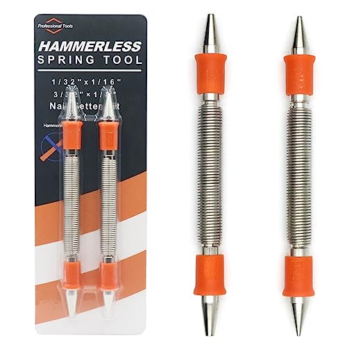 2-Piece Dual Head Nail Setter Kit, Hammerless Nail Set Trim Pak for Wood 2-Piece Combo Nail Setter Set