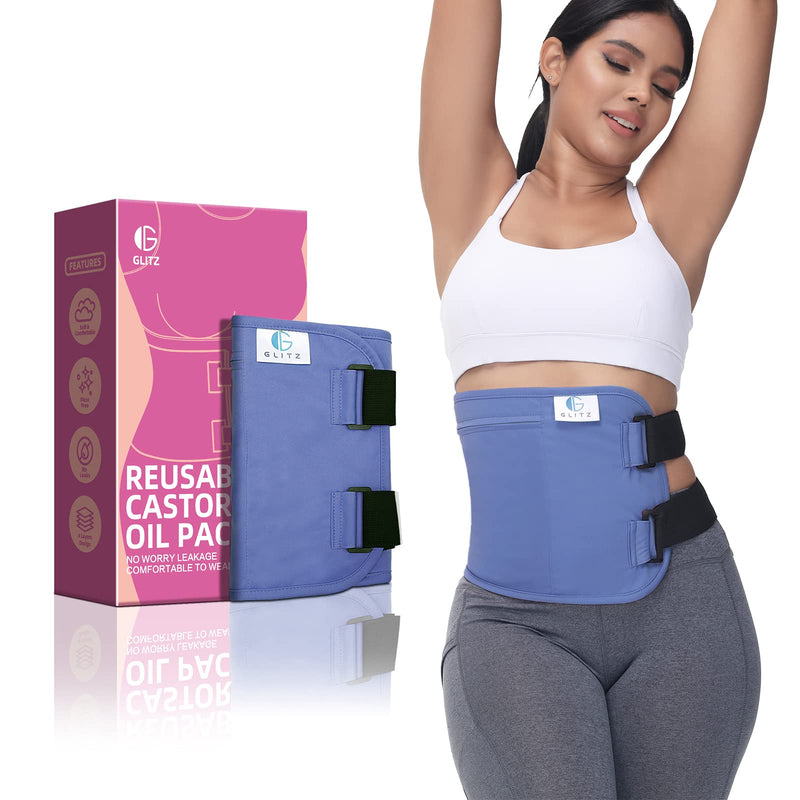 glitz Castor Oil Pack Wrap ‚Äì Reusable Organic Castor Oil Packs for Liver Detox (Compress), Less Mess, Anti Leak Outer Layer, Soft Cotton (Violet) Violet - BeesActive Australia