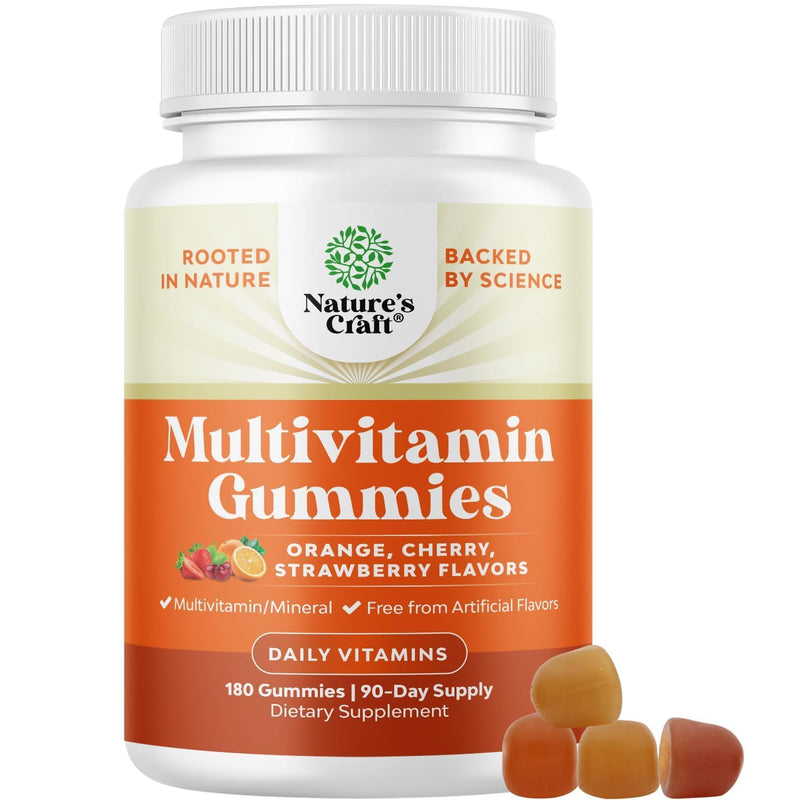Potent Daily Multivitamin Gummies for Adults - Wellness Blend of Vitamin D A C E B12 Zinc and Biotin - Adult Vitamin Gummy for Energy and Immune Health - Non-GMO Gluten Free and Halal - 180 Count 180 Count (Pack of 1)