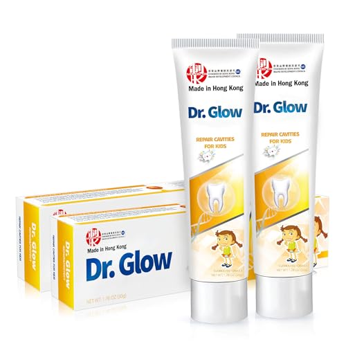 Dr. Glow Kids Toothpaste Cavity Repair Toothpaste, Hydroxyapatite Toothpaste Fluoride Free, Tooth Repair Remineralizing Toddler Toothpaste, Kids Enamel Repair Tooth Decay Treatment Fruity 2 Tubes 1.76 Ounce (Pack of 2)