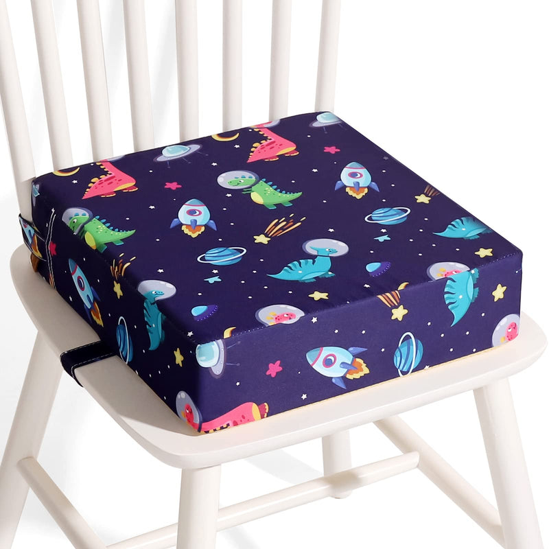 Toddler Booster Seat for Dining Table 45D Cartoon Stronger Support Booster Seat for Dining Table Washable 2 Safer Straps Non-Slip Bottom Portable Booster Chair for Toddlers Kid Baby Eating Travel Home Dark Blue-Dinosaur - BeesActive Australia