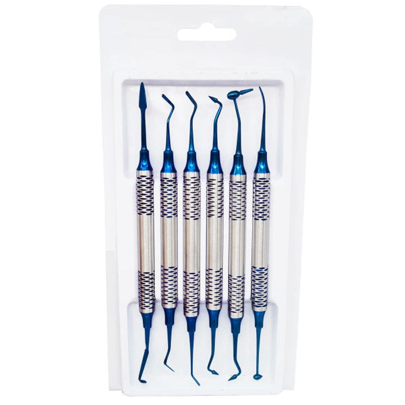 6pcs Dental Instrument Composite Resin Filling Spatula Titanium Plated Head Filler Thick Handle Restoration Set Dental Tool DN-2380 - BeesActive Australia