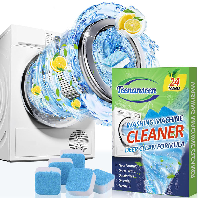 Washing Machine Cleaner Tablets, Deep Clean Front Loader & Top Load Washer, Including HE, 24 Pcs Professional Grade Washer Machine Cleaner Deodorizer for Removing Build-up, 12 Month Supply - BeesActive Australia