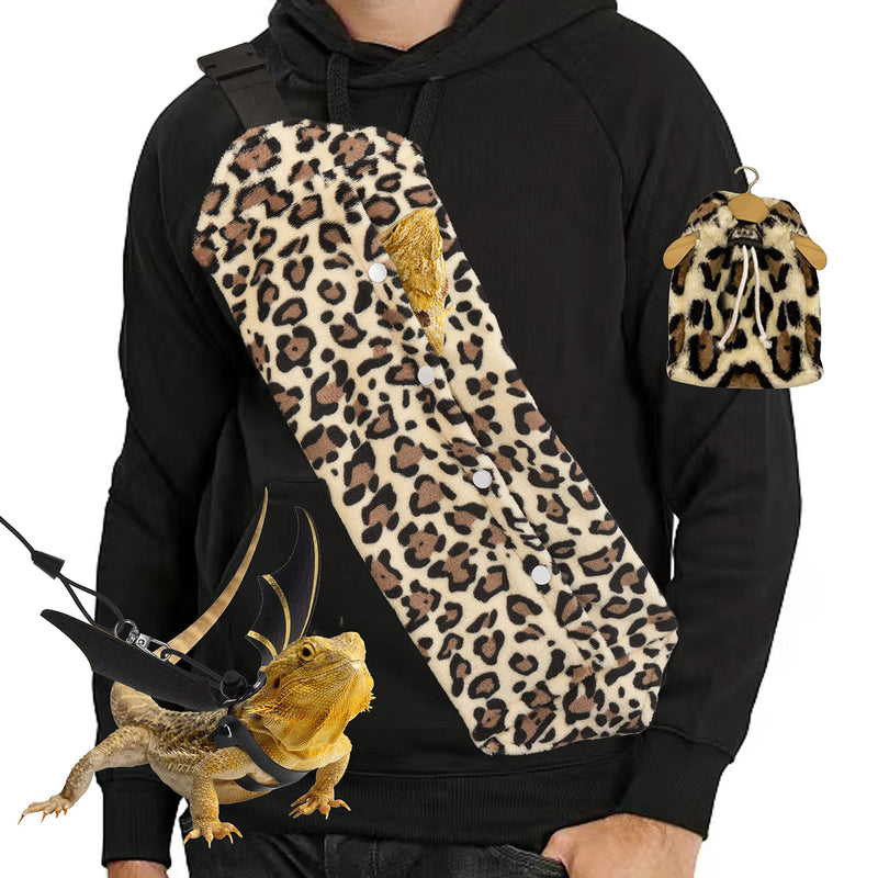 Bearded Dragon Leash, Harness & Leopard Bag - Adjustable with Wings, for Reptile Outdoor Accessories - BeesActive Australia