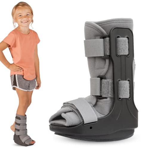 BraceAbility Pediatric Walking Boot - Children's Medical Walker Orthopedic CAM Support Shoe for Youth Ankle Break Injury, Kid's Stress Metatarsal Bone Fracture, Broken Foot or Toe Recovery Cast (M) Medium (Little Kid 4.5–7)