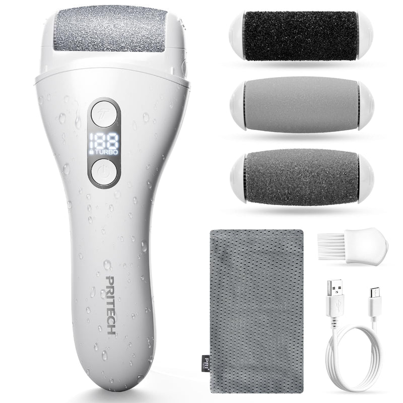 Electric Callus Remover for feet,Rechargeable Foot File Electronic Pedicure Tools Kit for Calloused Removal, Waterproof Electric Foot Scrubber Duty Feet Care for Heels Dead BCM-1138T-White - BeesActive Australia
