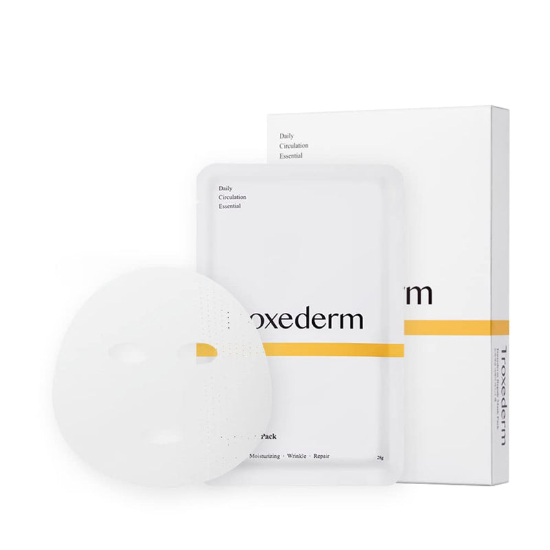 TROXEDERM Repair Facial Mask Set – Fine Line Care, Moisturizing, Illuminating and revitalizing for Face, Contains Niacinamide, Troxerutin, Adenosine and 10 Natural Extracts, Pack of 5 - BeesActive Australia