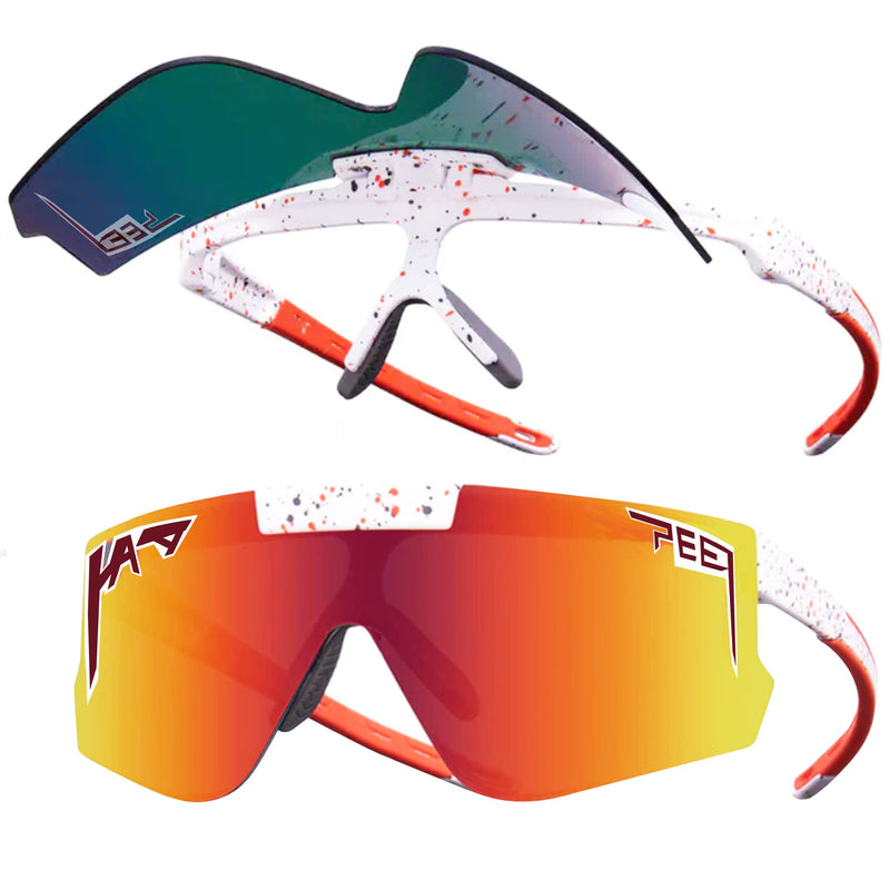 Mgiesg Polarized Sports Sunglasses for Women Men, Flip-Offs Baseball Sunglasses, Cycling Mountain Bike UV400 Orange - BeesActive Australia