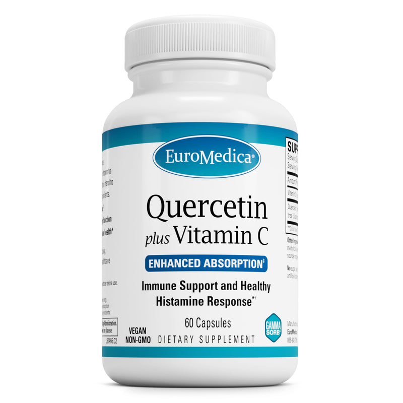 EuroMedica Quercetin Plus Vitamin C - Immune & Histamine - 60 Count | Immune Function and Histamine Response Support. 60 capsules.