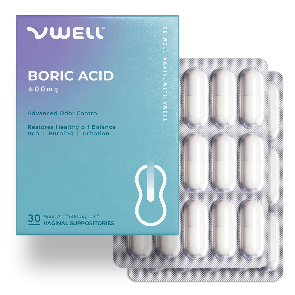 Boric Acid Vaginal Suppositories 30 Counts Blister Pack - Maintains and Balances Healthy Vaginal pH & Microbiome to Manage Odor Itch Burning Irritation Intimacy - Doctors Recommended for Women 30 Count (Pack of 1) 30.0