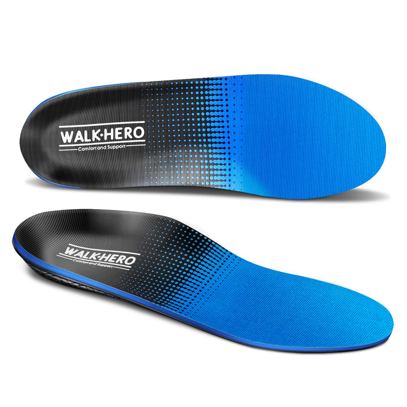Walkhero Plantar Fasciitis Pain Relief Insoles High Arch Support Orthotic Shoes Inserts, Relieve Flat Feet and Foot Fatigue (Mens 6-6 1/2 | Womens 8-8 1/2, Blue) Mens 6 - 6 1/2 | Womens 8 - 8 1/2