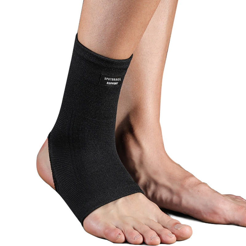 SPOTBRACE Ankle Brace Compression Sleeve(2 PACK),Breathable Ankle Support For Men Women, Foot Compression Sock for Swelling, Plantar Fasciitis, Sprain Black Large(2 PACK)