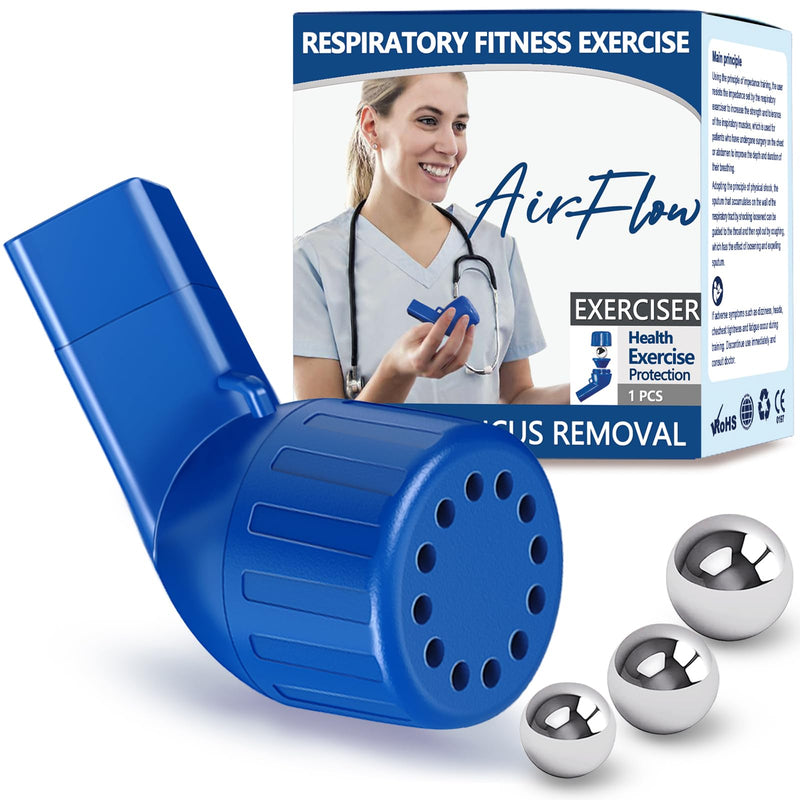 Lung Exerciser, Acapell Flutter Valve Device, Mucus Clearance and Lung Expansion Device, Breathing Trainer for Lung Recovery | Natural Expiratory Exerciser Dark Blue-e - BeesActive Australia