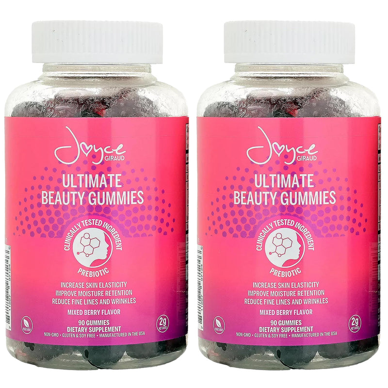 Joyce Giraud Ultimate Beauty Gummies, 180 Gummies, 60-Day Supply | Daily Supplement with Prebiotics, Supports Skin Hydration, Moisture Retention and Healthy Skin Tone, With Hyaluronic Acid 60-Day Supply (180 Gummies)