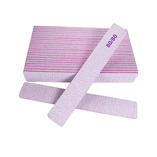 80/80 Grit Nail Files, Emery Boards Nail File for Acrylic and Gel Nails, Coarse Nail File Double Sided 80 Grits Emory Professional Filers Reusable Washable Manicure Square Gray 12 Pcs 80/80 Grit