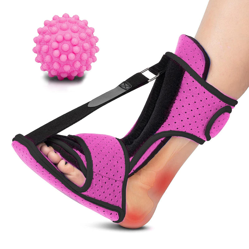 Lamaral Plantar Fasciitis Night Splint: Foot Brace with Massage Ball | Effective for Foot Pain Relief by Plantar Fasciitis Achilles Tendonitis Foot drop Flat Arch Heel Spur | Comfortable & Easy Use for Women Men Rose Red - BeesActive Australia