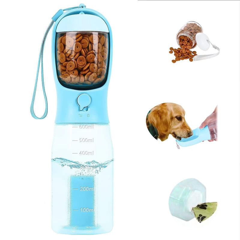 3-in-1 Portable Dog Water Bottle Dispenser,Crate with Food Container, Replaceable Waste Bags,Dog Stuff Accessories Items, Puppy Essentials Necessities,for Walking&Hiking(20oz-Blue) 20oz-blue - BeesActive Australia