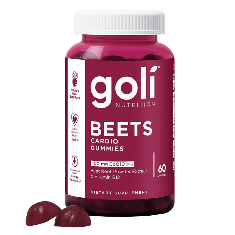 Goli Nutritional Supplement, Beets Cardio Gummy - 60 Count - 100mg CoQ10 & Beet Root Extract - Gluten-Free, Vegan, Non-GMO, and Gelatin-Free. Nature's Great Superfood. 60 Count (Pack of 1)