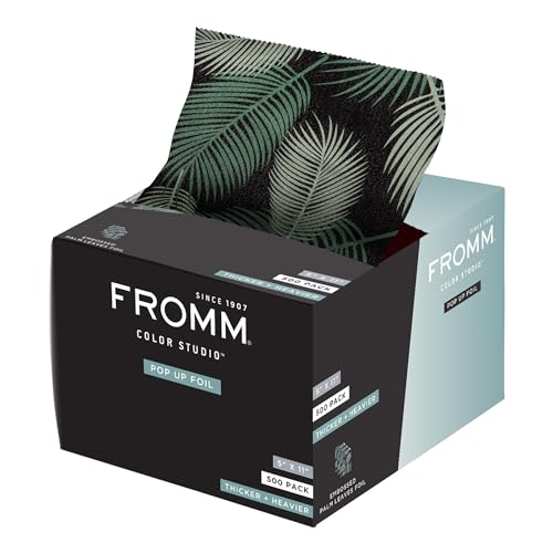 Fromm Color Studio Medium Weight Pop Up Hair Foil in Palms Leaves Pattern, 5" x 11" Embossed Aluminum Foil Sheets, Hair Foils for Highlighting and Coloring - 500 Foil Sheets Palm Leaves Pattern 1 Count (Pack of 500)