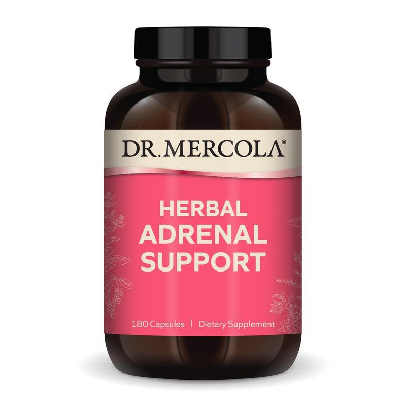 Dr. Mercola Herbal Adrenal Support, 180 Capsules (90 Servings) | Supports Energy and Hormonal Balance, Organic Ashwagandha and Holy Basil, Adaptogen Complex, Gluten-Free 180 Count (Pack of 1)