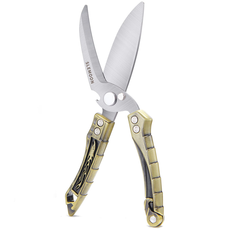 SLEMOON Kitchen Shears Heavy Duty Poultry Shears Meat Cutting Dishwasher Safe and Stainless Food Kitchen Scissors for Chicken Turkey Thanksgiving,Brass Z-brass - BeesActive Australia