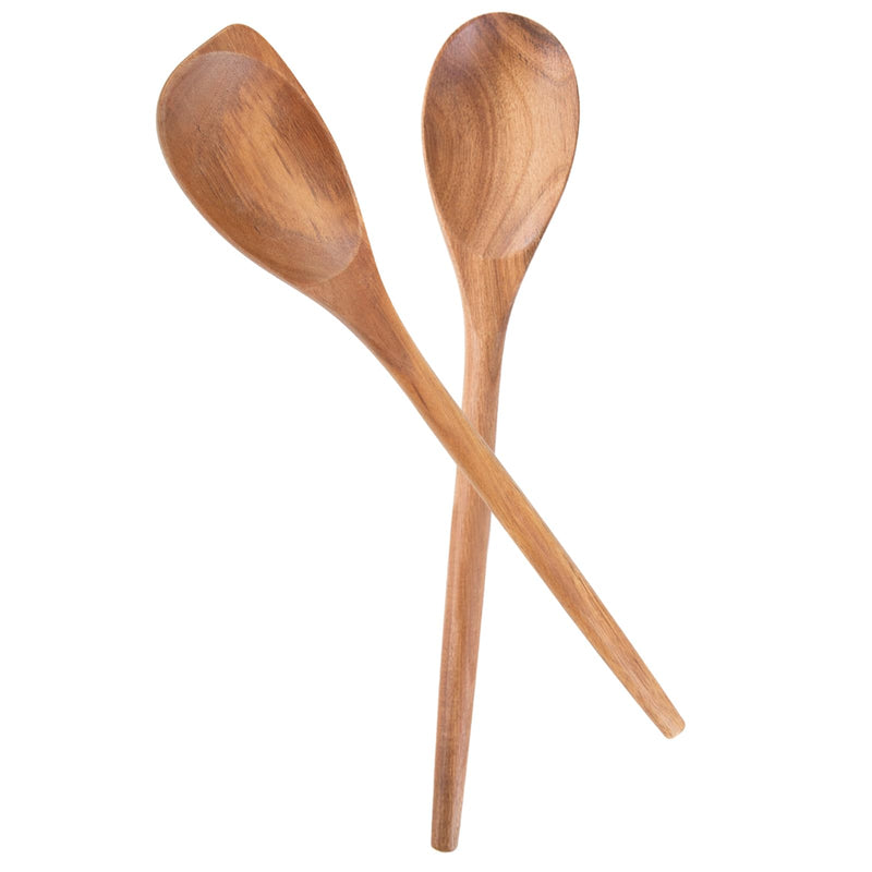 MornHalo 2PCS Acacia Wooden Spoons For Cooking-14 Inch Smooth Finish Corner Spoon And Cooking Spoons-Comfortable Grip Wood Spoons for Cooking - Non-Stick Wooden Cooking Utensils spoons+corner spoon - BeesActive Australia