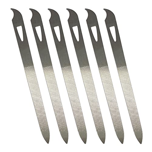 Nail Files for Natural Nails (6 Pack), Metal Nail File 5.5’’ Stainless Steel Thin Durable Nail Filer with Curved Sharp Pointed Tip Double Sided Manicure Pedicure Toenails Tools 6 Pcs/Silver/5.5 IN