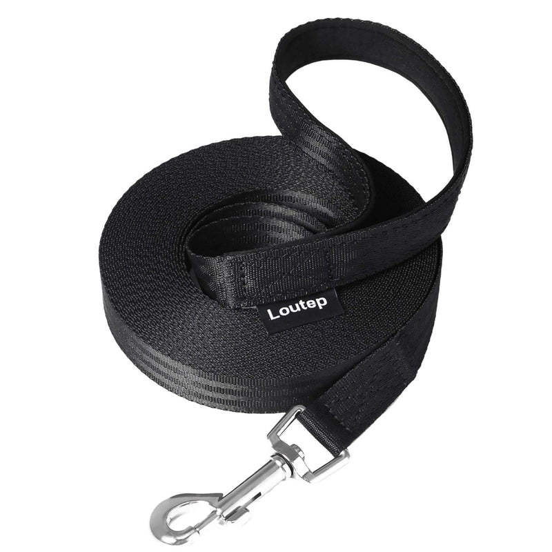 Dog Training Leash 15ft 20ft 30ft 50ft 100 feet - Extra Long Leash for Dogs with Padded Handle for Small Medium & Large Puppy Breed, Outdoor obedience, Agility Nylon Recall line Lead Black - BeesActive Australia